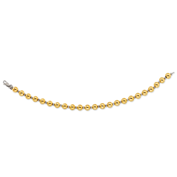 Jewelryweb Sterling Silver and 14K Beaded Bracelet - 7.5 Inch at Sears.com