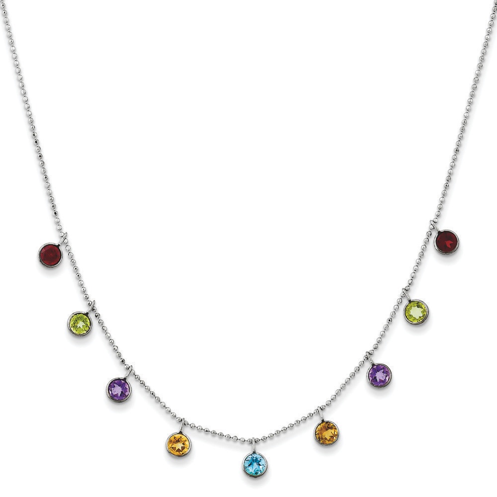 Jewelryweb 14k White Gold Multi-color Gemstone Necklace - 18 Inch - Spring Ring at Sears.com