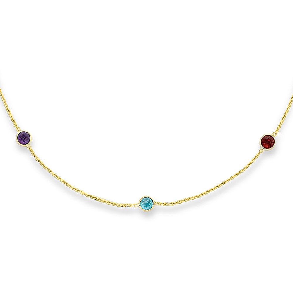 Jewelryweb 14k Yellow Bezel Set Station Gemstone Necklace - 18 Inch at Sears.com
