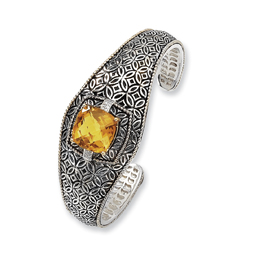 Jewelryweb Sterling Silver 14k Yellow Diamond Citrine Bangle Bracelet at Sears.com