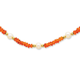 Jewelryweb 14K Cultured Pearl and Citrine Necklace - 18 Inch - Pearl Clasp at Sears.com