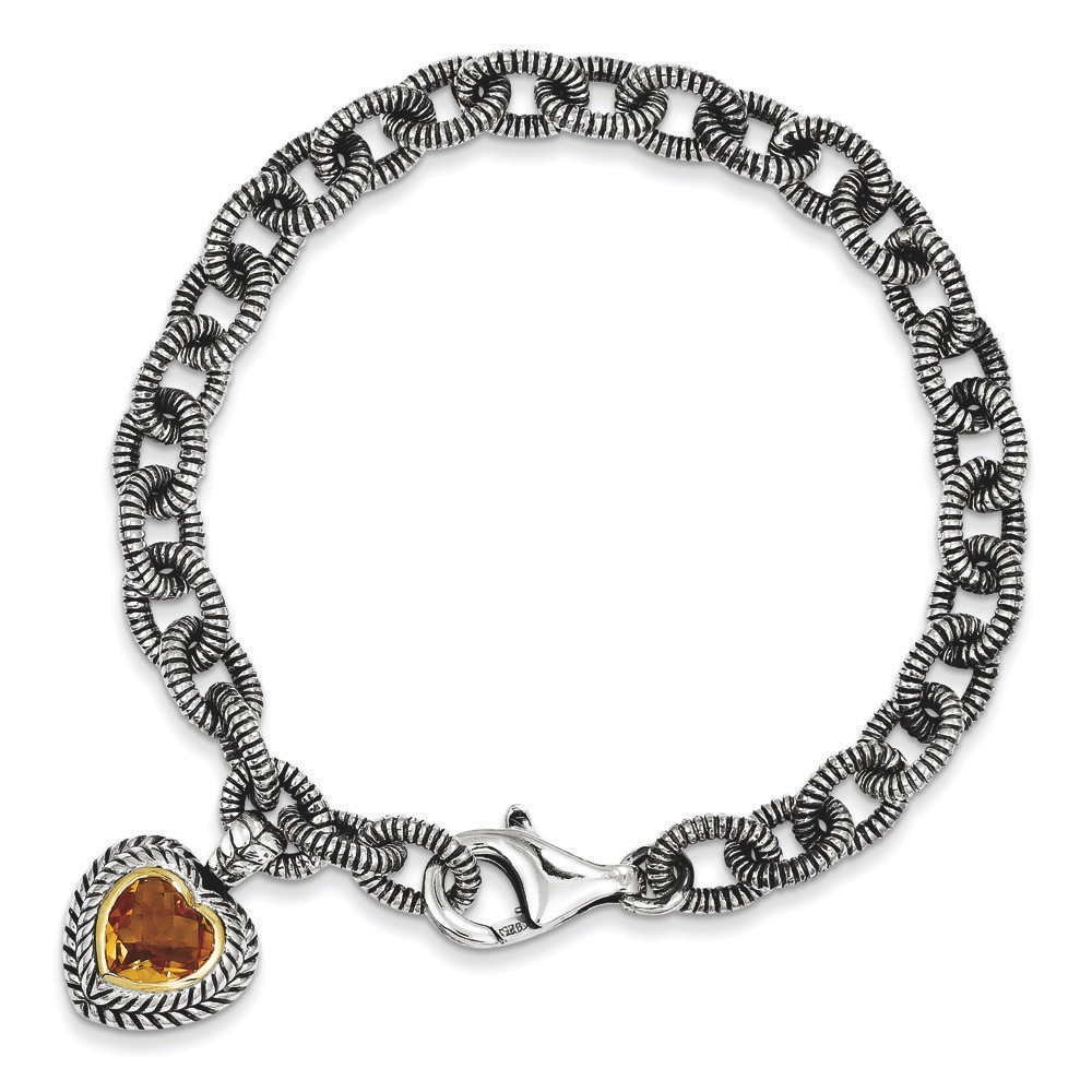 Jewelryweb Sterling Silver With 14k 5.24Citrine 7.5inch Heart Bracelet at Sears.com