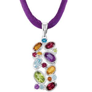 Jewelryweb London Blu Topaz Brazilian Garnet Amethyst Citrine Peridot Sky Blue Topaz Madeira Citrine Pendant at Sears.com