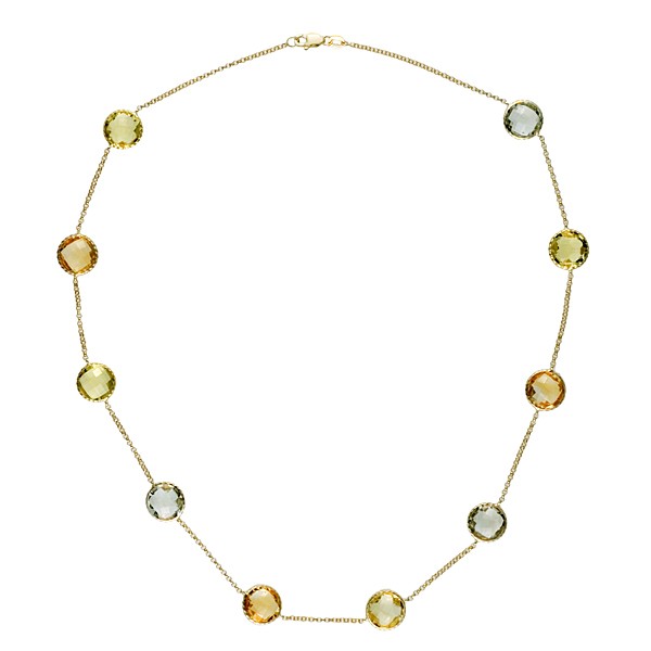 Jewelryweb 14k Yellow Multi-color Stones Green Amethyst Citrine Lemon Quartz - 24 Inch Necklace at Sears.com