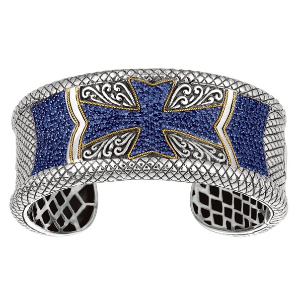 Jewelryweb Sterling Silver 18k Gold Yellow Designer Cuff Bracelet Bangle Bracelet With Sapphire at Sears.com