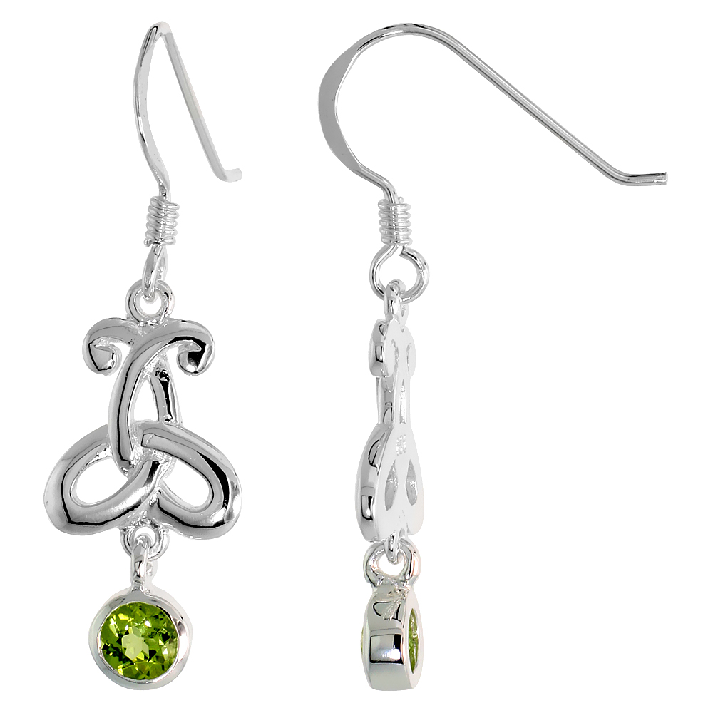 Sabrina Silver Sterling Silver Celtic Motherhood Symbol Earrings w/ Natural Peridot, 1 3/8 inch (35 mm) long at Sears.com