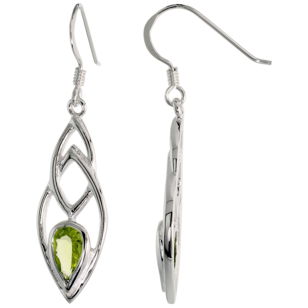 Sabrina Silver Sterling Silver Celtic Earrings w/ Natural Peridot, 1 5/8 inch (41 mm) long at Sears.com