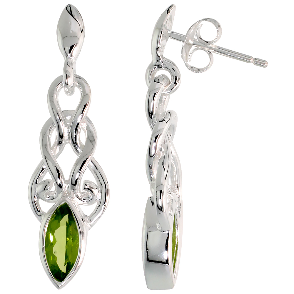 Sabrina Silver Sterling Silver Celtic Knot Earrings w/ Natural Peridot, 1 1/4 inch (30 mm) long at Sears.com