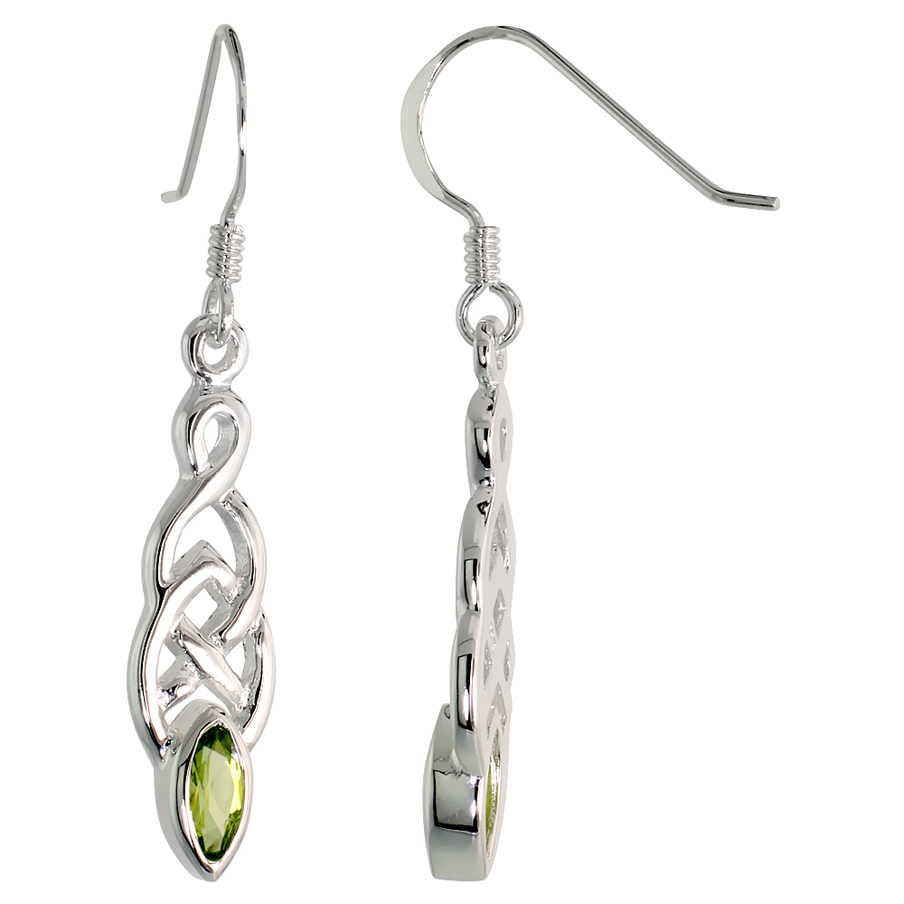 Sabrina Silver Sterling Silver Celtic Knot Earrings w/ Natural Peridot, 1 1/2 inch long at Sears.com