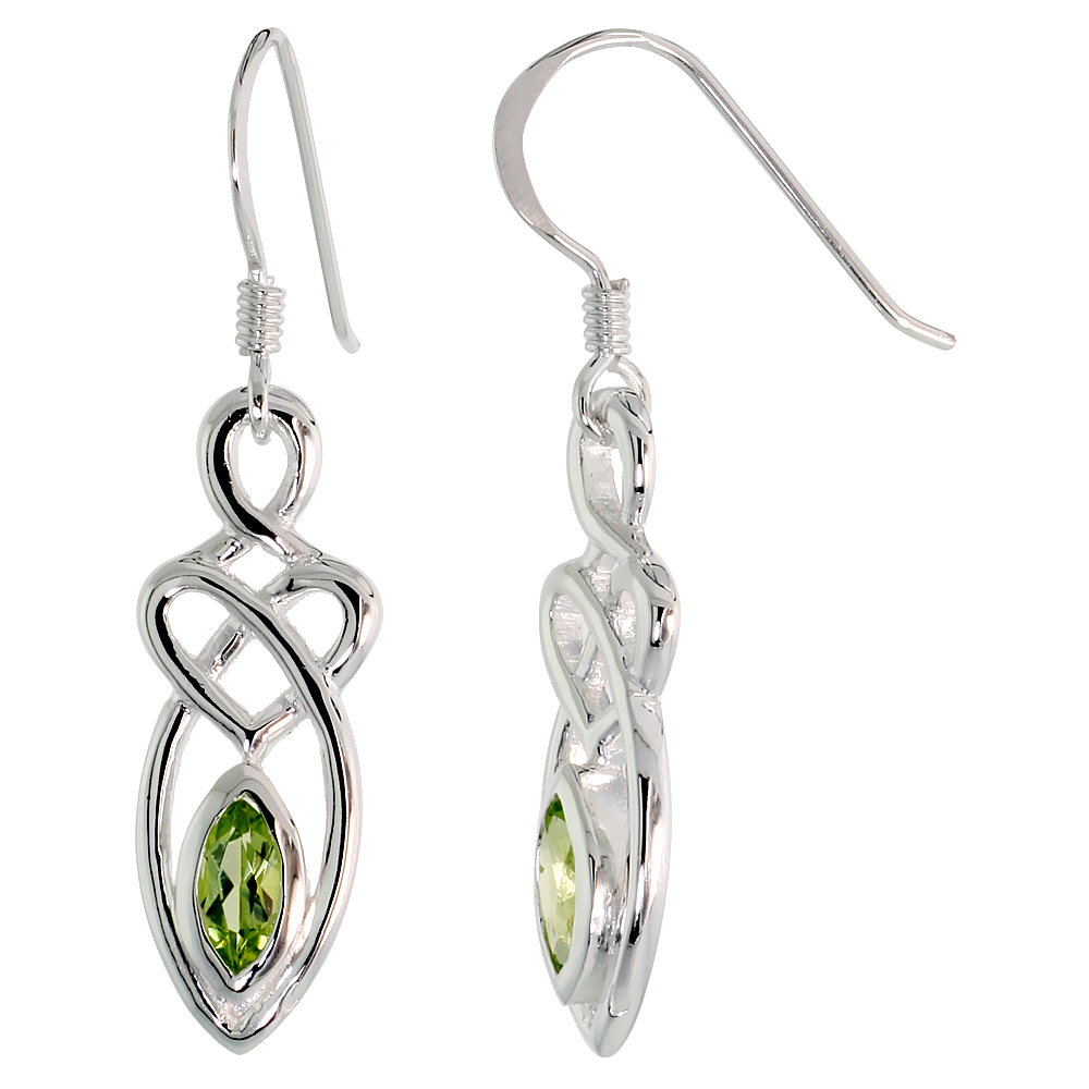 Sabrina Silver Sterling Silver Celtic Motherhood Knot Earrings w/ Natural Peridot, 1 1/4 inch (30 mm) long at Sears.com