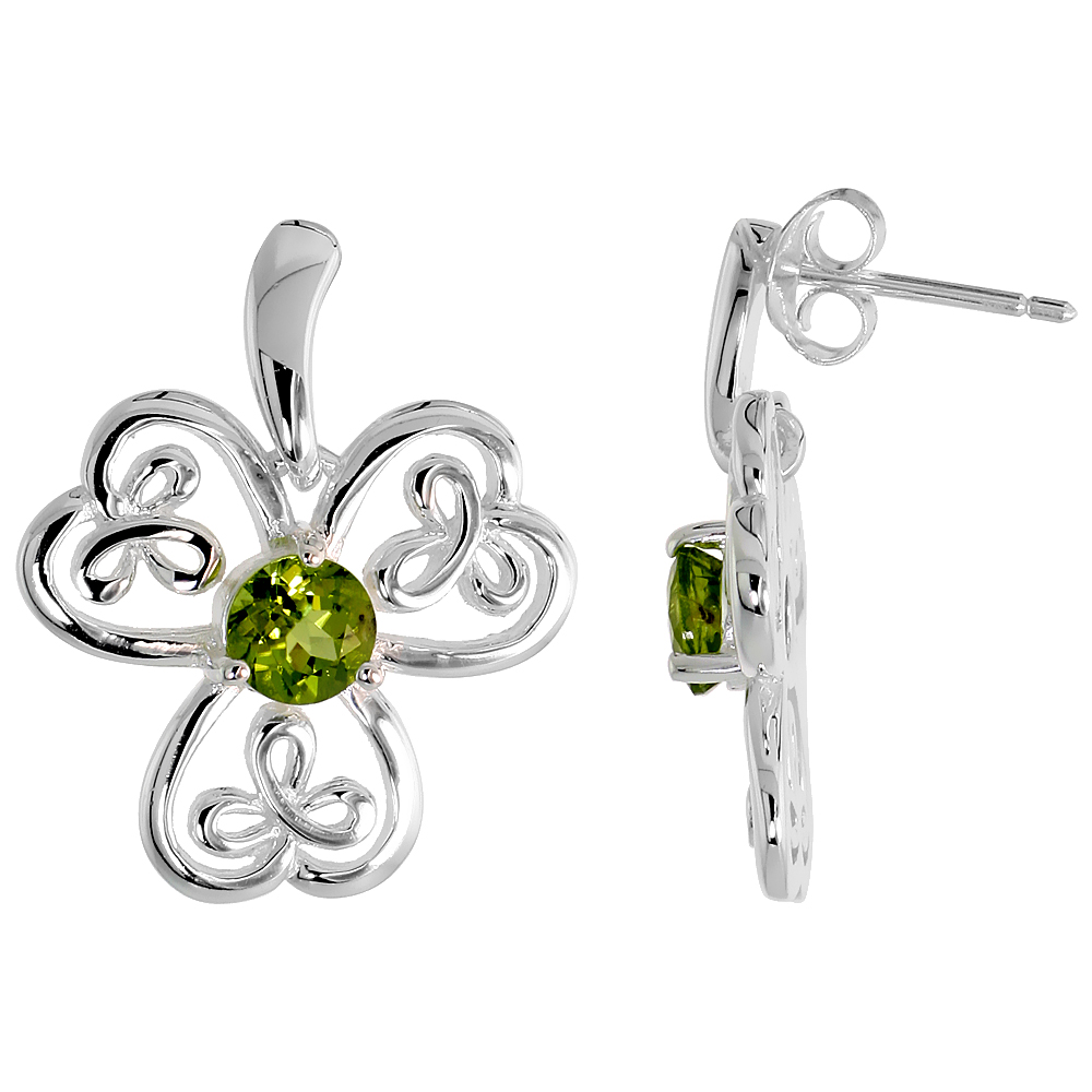 Sabrina Silver Sterling Silver Celtic Large Shamrock Earrings w/ Natural Peridot, 7/8 inch (23 mm) long at Sears.com
