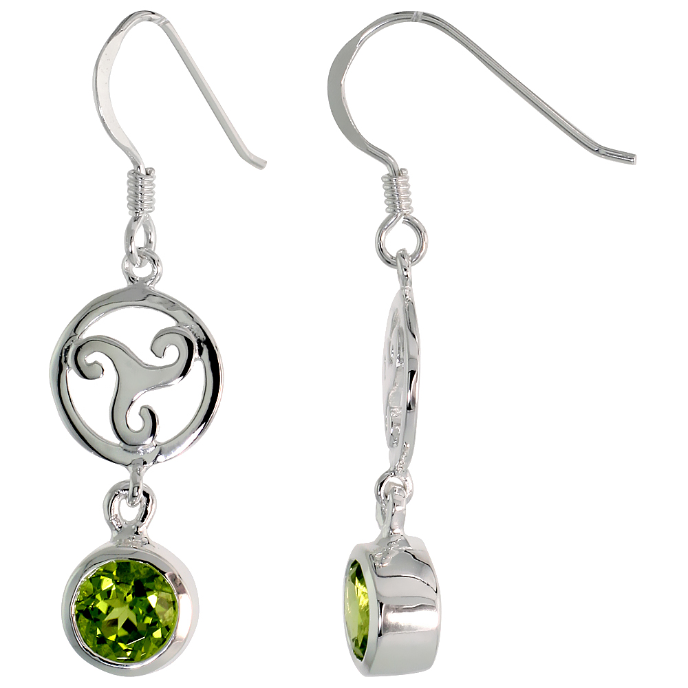 Sabrina Silver Sterling Silver Celtic Triskelion Earrings w/ Natural Peridot, 1 1/2 inch long at Sears.com