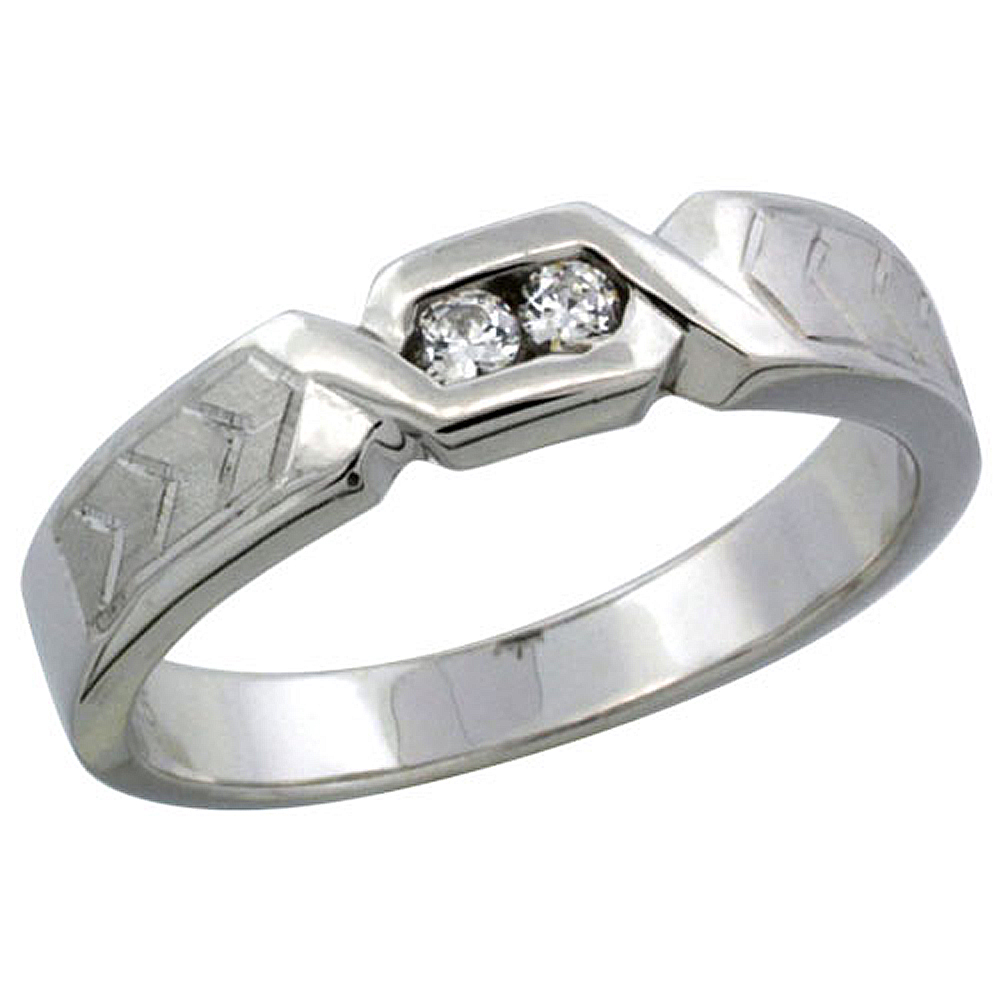 Sabrina Silver Sterling Silver Ladies" Chevron Pattern Channel Set CZ Wedding Ring Band, 3/16 in. (4.5 mm) wide at Sears.com