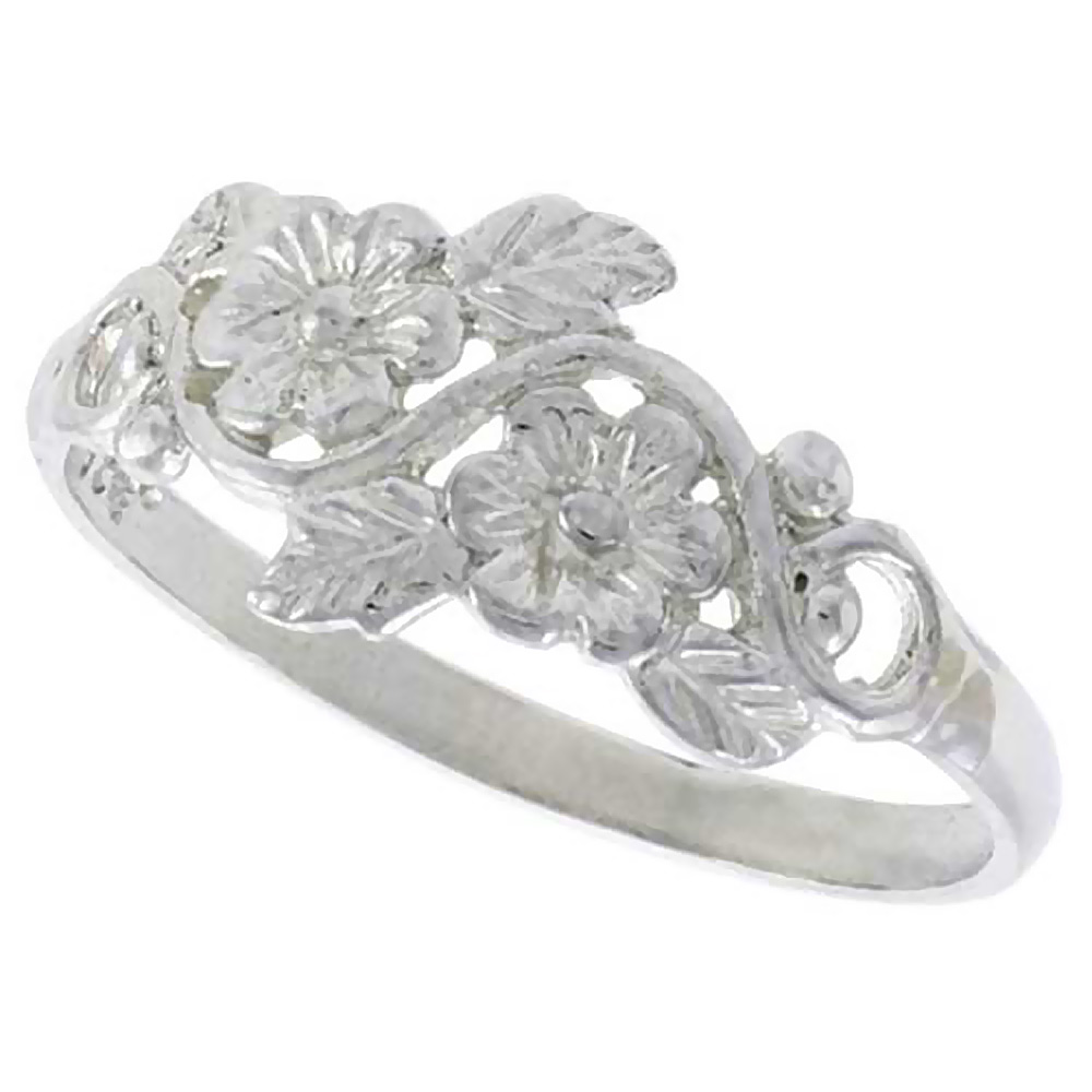 Sabrina Silver Sterling Silver Floral Vine Design Ring Diamond Cut finish 3/8 inch wide, sizes 6 - 9, at Sears.com