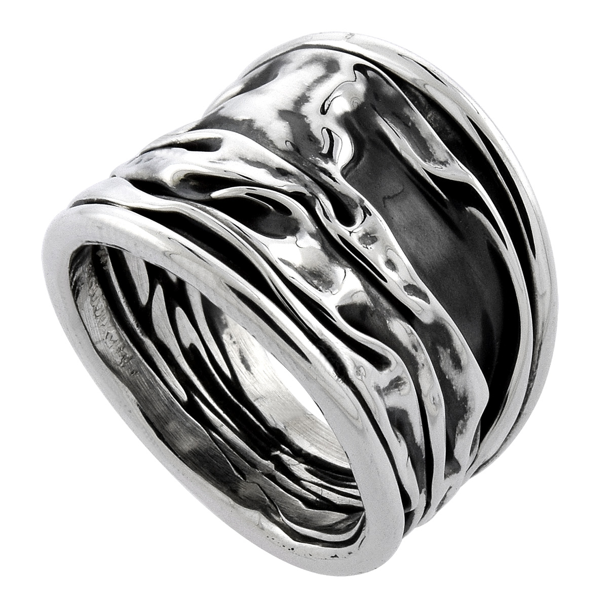 Sabrina Silver Sterling Silver Crinkled Cigar Band Ring Handmade Antiqued finish, 9/16 inch wide, size 7 at Sears.com