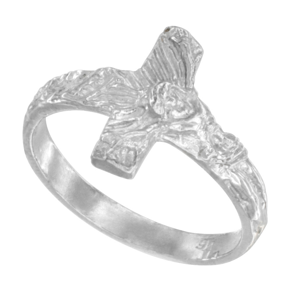 Sabrina Silver Sterling Silver Crucifix Ring Diamond Cut finish 1/2 inch wide, size 8 at Sears.com