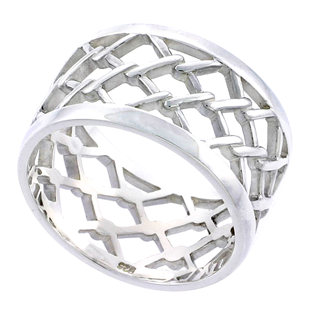 Sabrina Silver Sterling Silver Chain Link cut-out Men"s Ring Flawless Quality finish 1/2 inch wide, size 10 at Sears.com