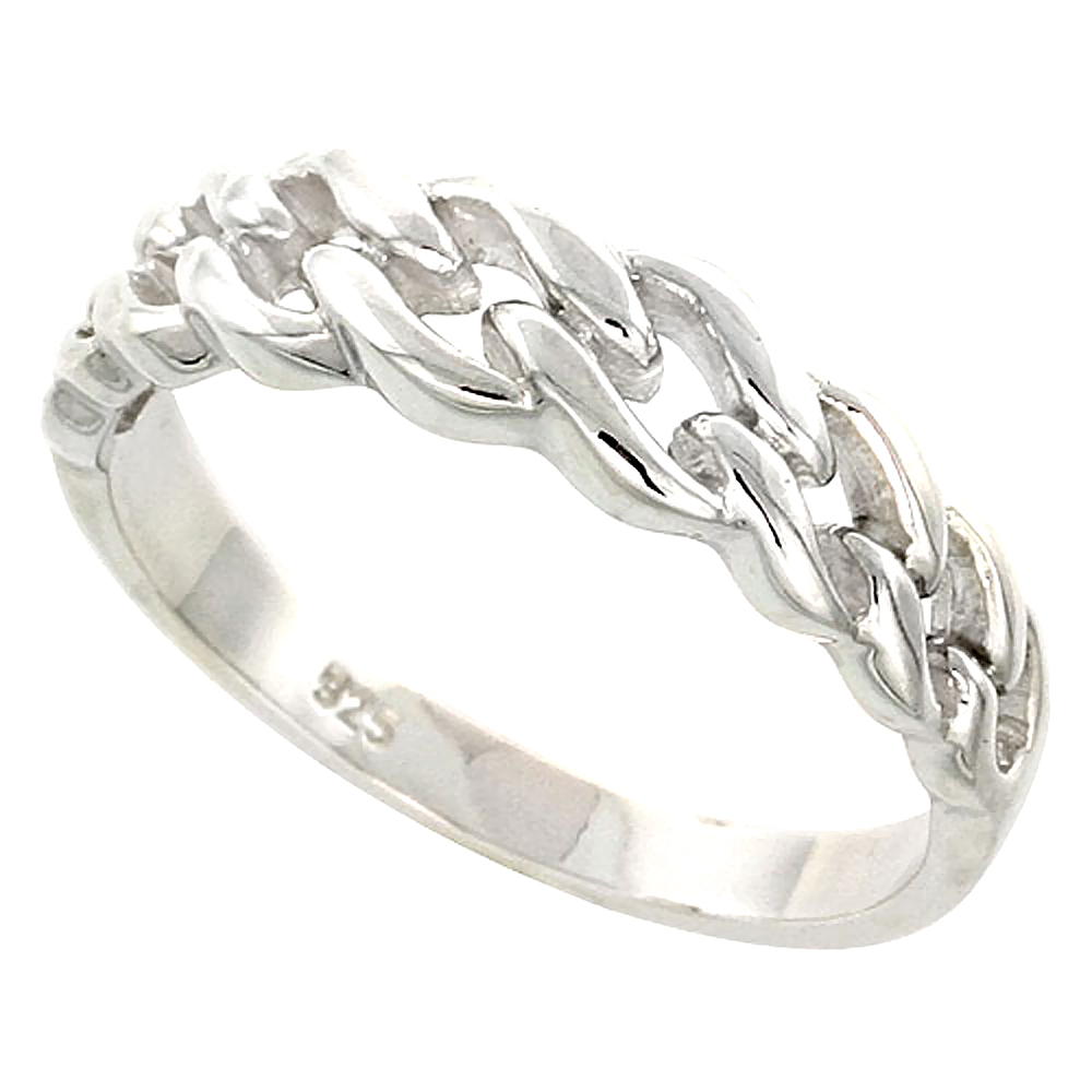 Sabrina Silver Sterling Silver Link Chain Ring Flawless Quality Finish 1/4 inch wide, size 6 at Sears.com