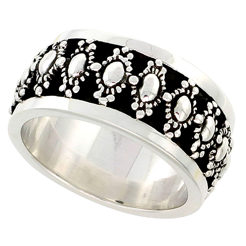 Sabrina Silver Sterling Silver Floral Beads Band Ring Flawless Quality 1/2 inch wide, size 10 at Sears.com
