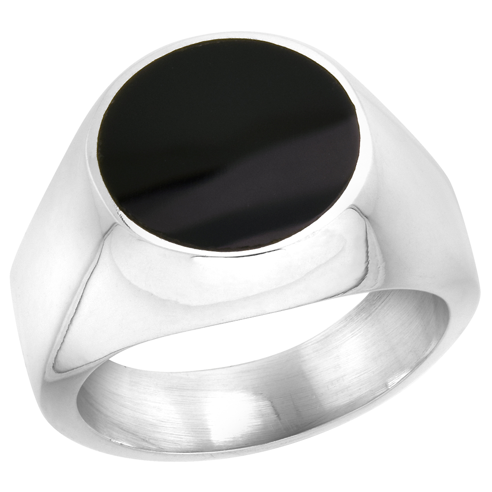 Sabrina Silver Sterling Silver Round Black Obsidian Men"s Ring 5/8 in. 16 mm wide, size 10 at Sears.com