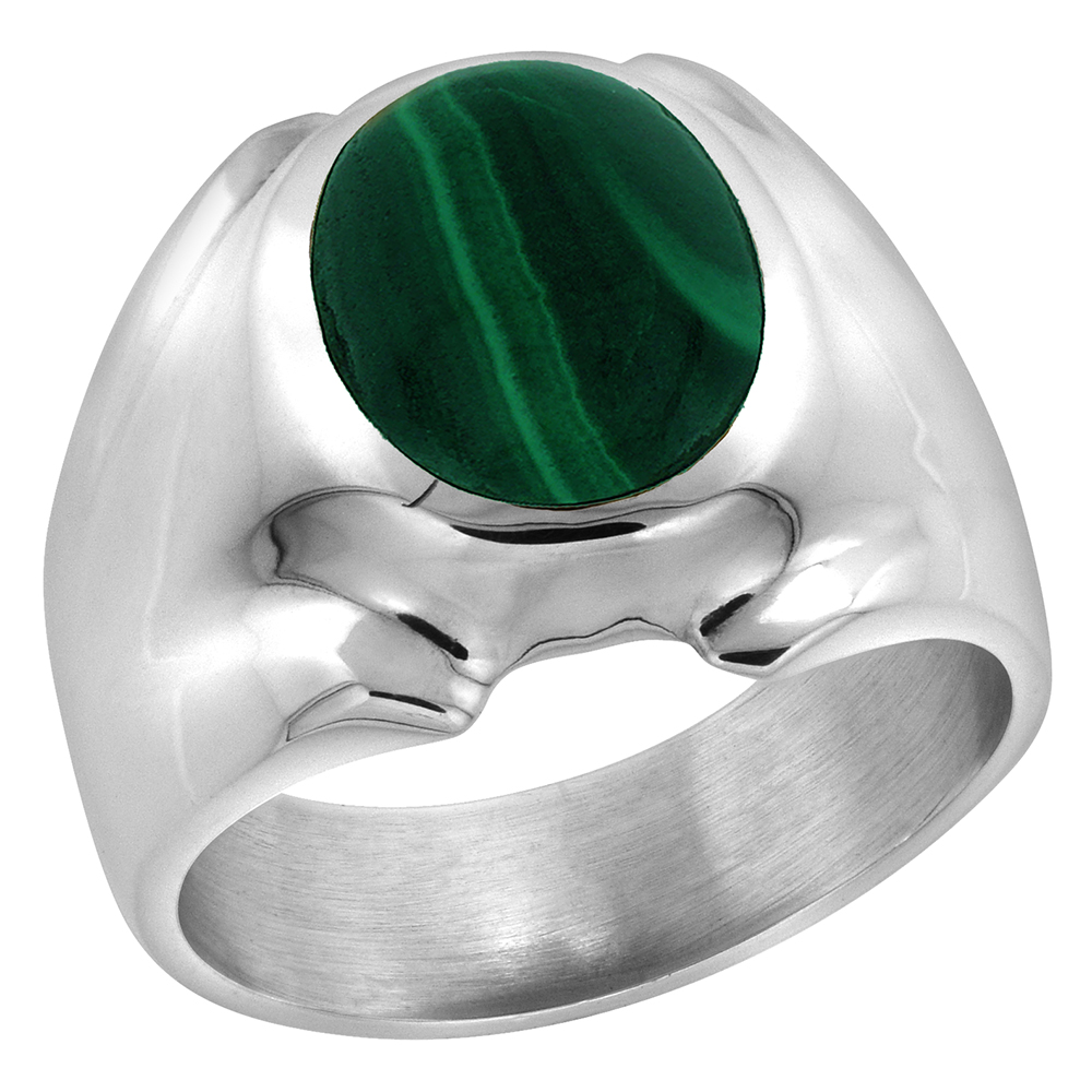 Sabrina Silver Sterling Silver Oval Malachite Men"s Ring 3/4 in. 18 mm, size 10 at Sears.com