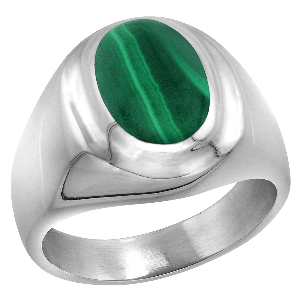 Sabrina Silver Sterling Silver Oval Malachite Men"s Ring 5/8 in. 16 mm wide, size 10 at Sears.com