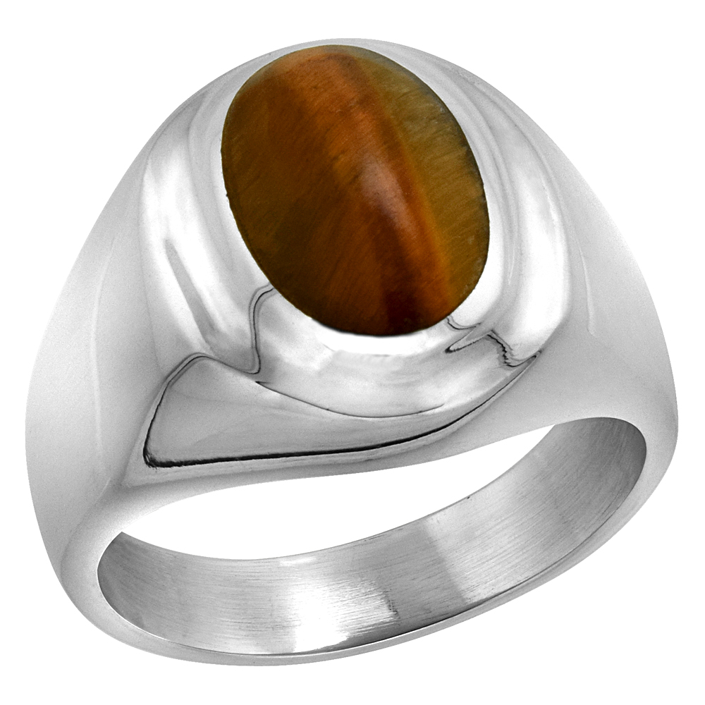 Sabrina Silver Sterling Silver Oval Tiger Eye Men"s Ring 5/8 in. 16 mm wide, size 10 at Sears.com
