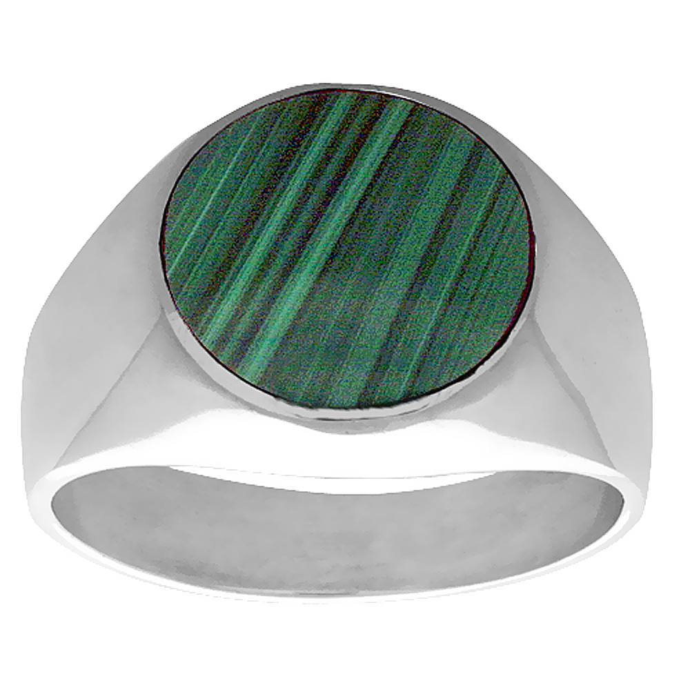 Sabrina Silver Sterling Silver Round Malachite Men"s Ring 5/8 in. 16 mm wide, size 10 at Sears.com