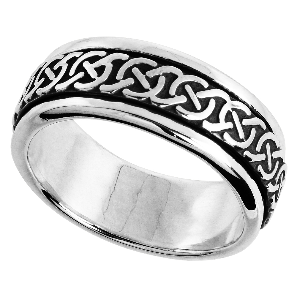 Sabrina Silver Sterling Silver Men"s Spinner Ring Celtic Knot Design Handmade 5/16 wide, Size 10 at Sears.com