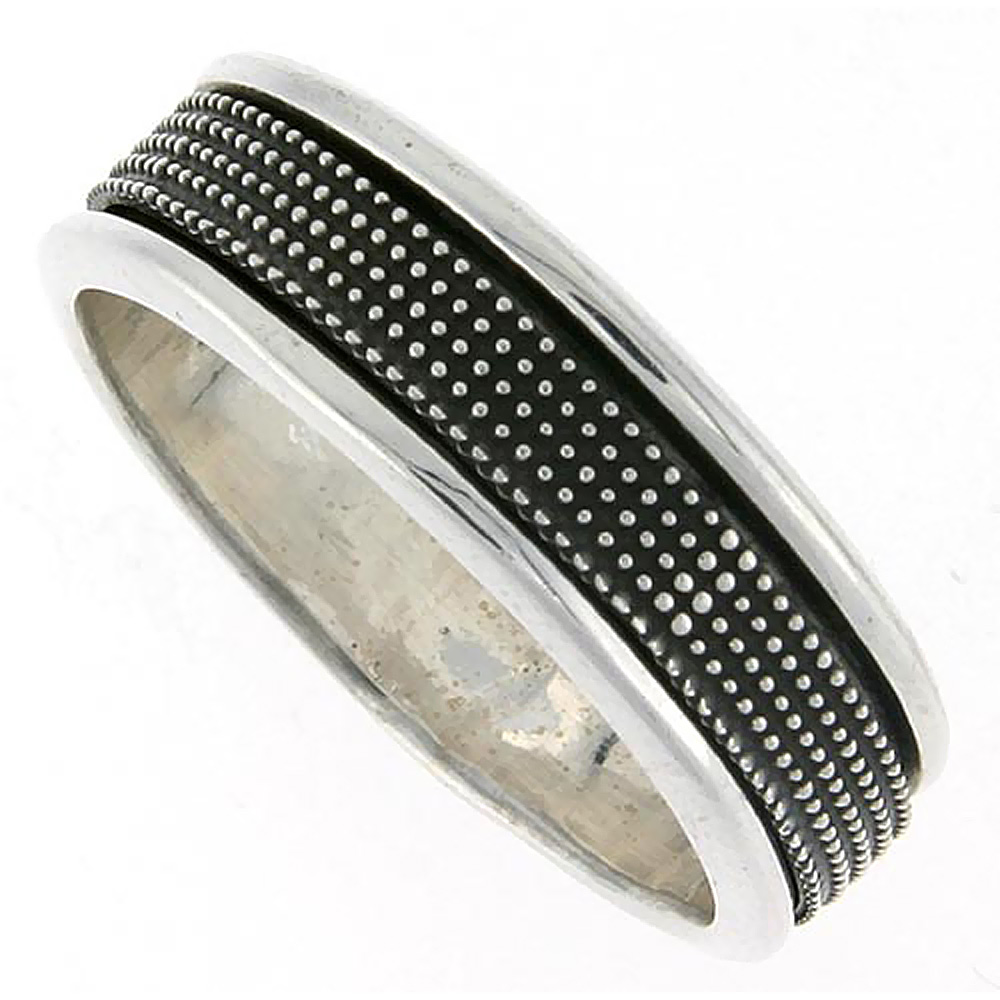 Sabrina Silver Sterling Silver Men"s Spinner Ring Beaded Design Handmade 5/16 wide, Size 10 at Sears.com