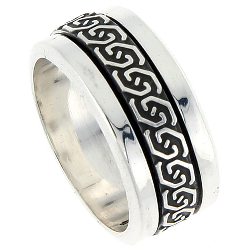 Sabrina Silver Sterling Silver Men"s Spinner Ring Celtic Knot Design Handmade 3/8 inch wide, size 10 at Sears.com