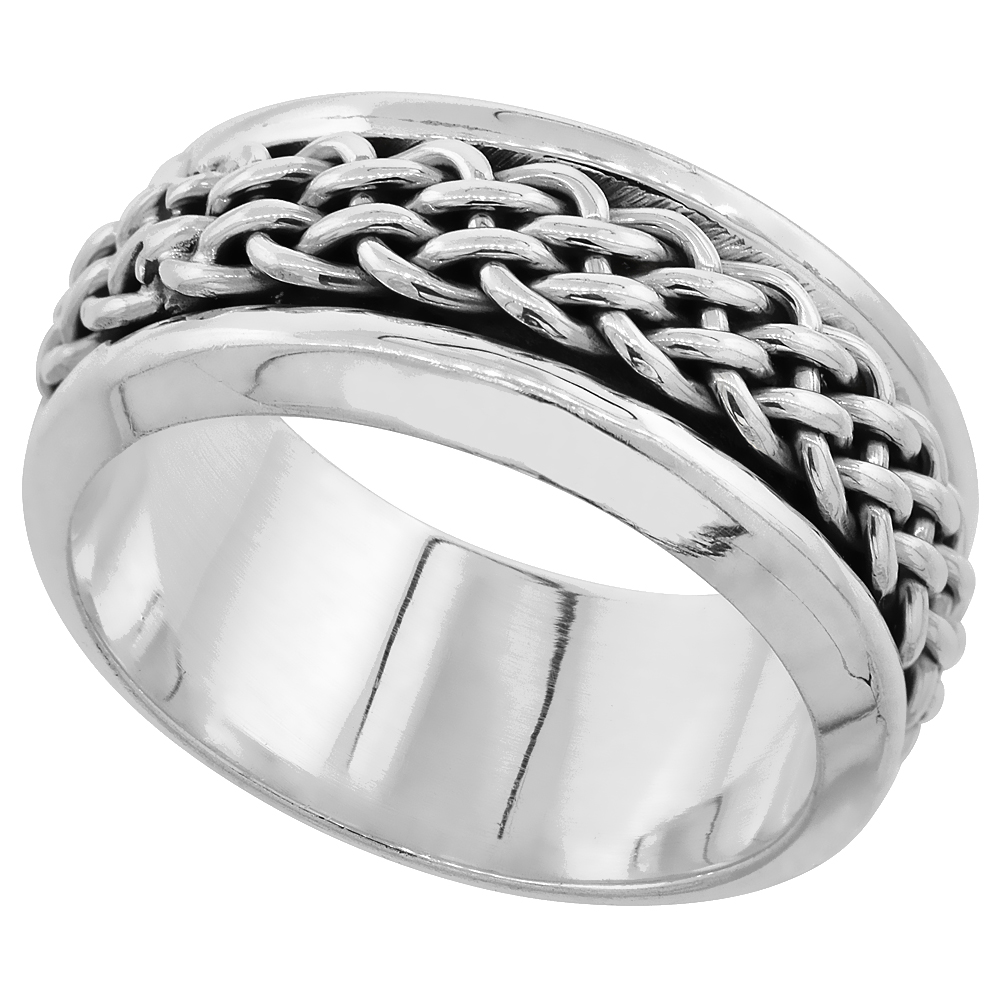 Sabrina Silver Sterling Silver Men"s Spinner Ring Woven Design Handmade 5/16 wide, Size 10 at Sears.com