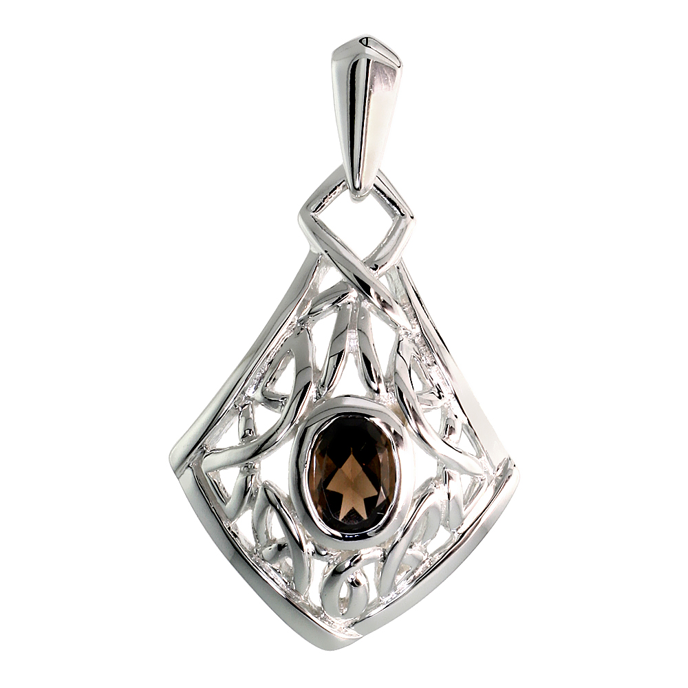 Sabrina Silver Sterling Silver Celtic Quaternary Knot Pendant w/ Natural Smoky Topaz, 1 1/4 inch (32 mm) tall at Sears.com