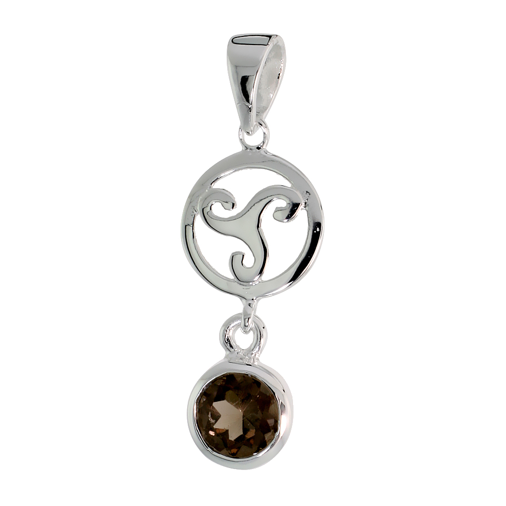 Sabrina Silver Sterling Silver Celtic Triskelion Pendant w/ Natural Smoky Topaz, 1 1/4 inch (31 mm) tall at Sears.com