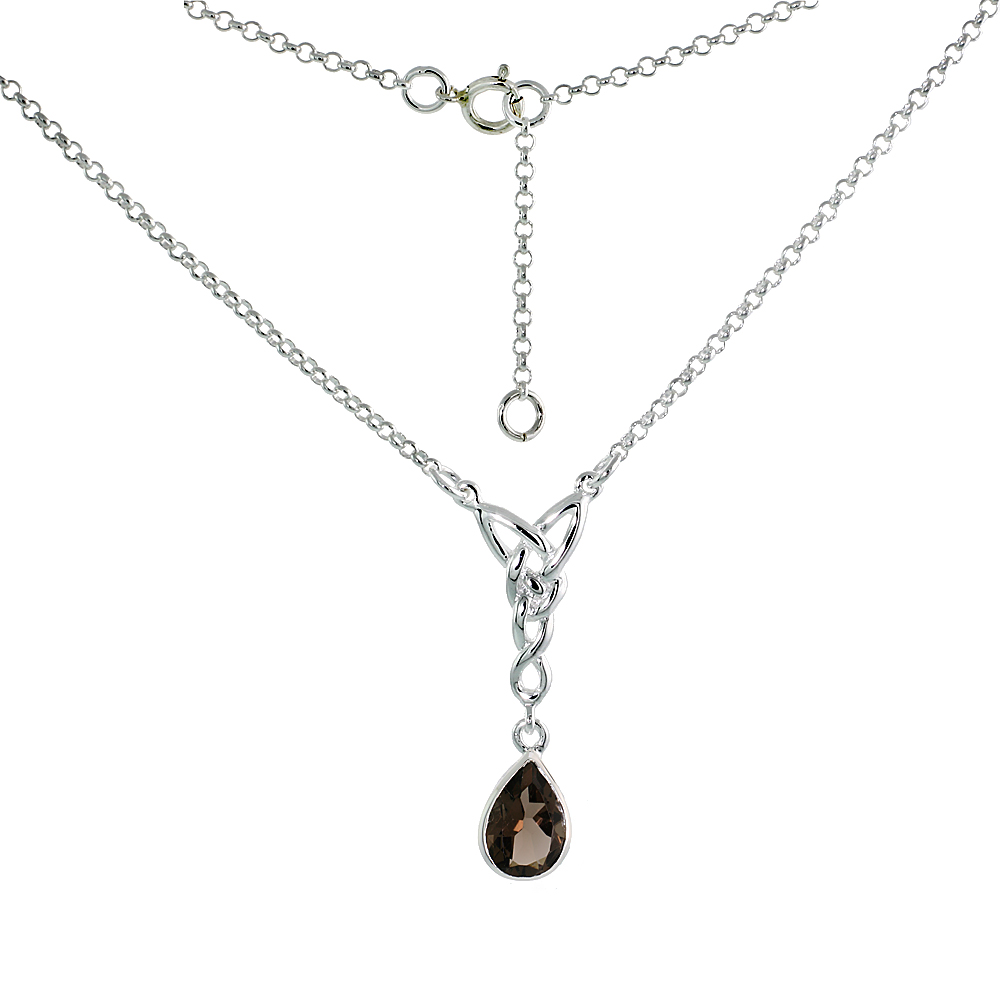 Sabrina Silver Sterling Silver Celtic Tear Drop Necklace w/ Natural Smoky Topaz, 16 inch long at Sears.com