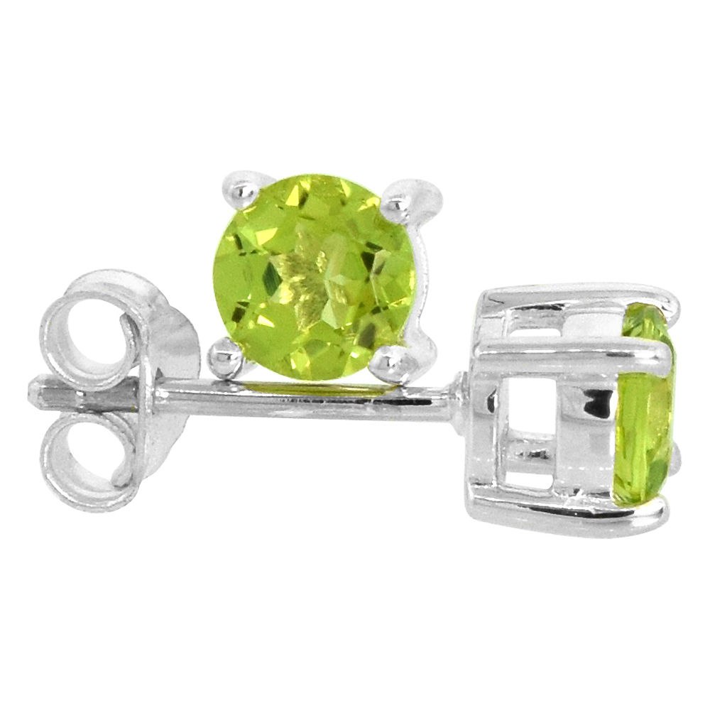 Sabrina Silver August Birthstone, Natural Peridot 1/2 Carat (5 mm) Size Brilliant Cut Stud Earrings in Sterling Silver Basket Setting at Sears.com