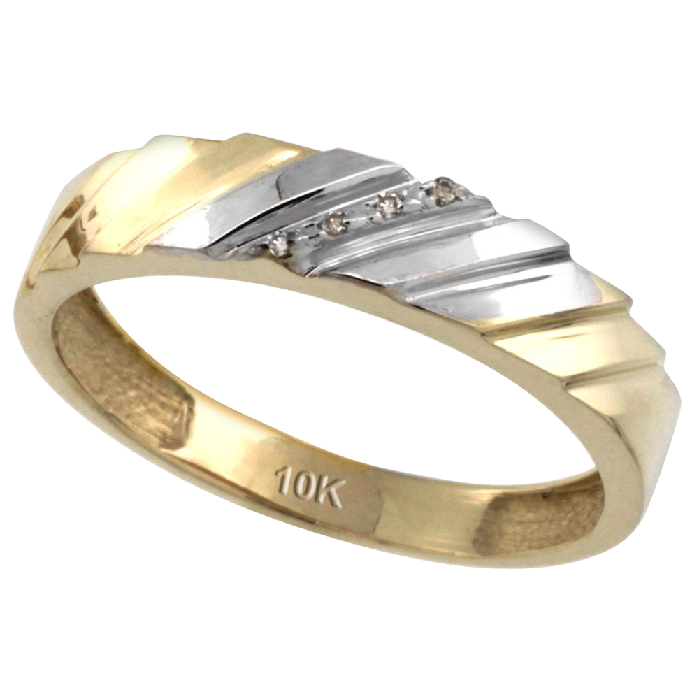 Sabrina Silver Sterling Silver (Gold Plated) Men"s Diamond Wedding Ring Band, w/ 0.026 Carat Brilliant Cut Diamonds, 3/16 in. (5mm) wide at Sears.com