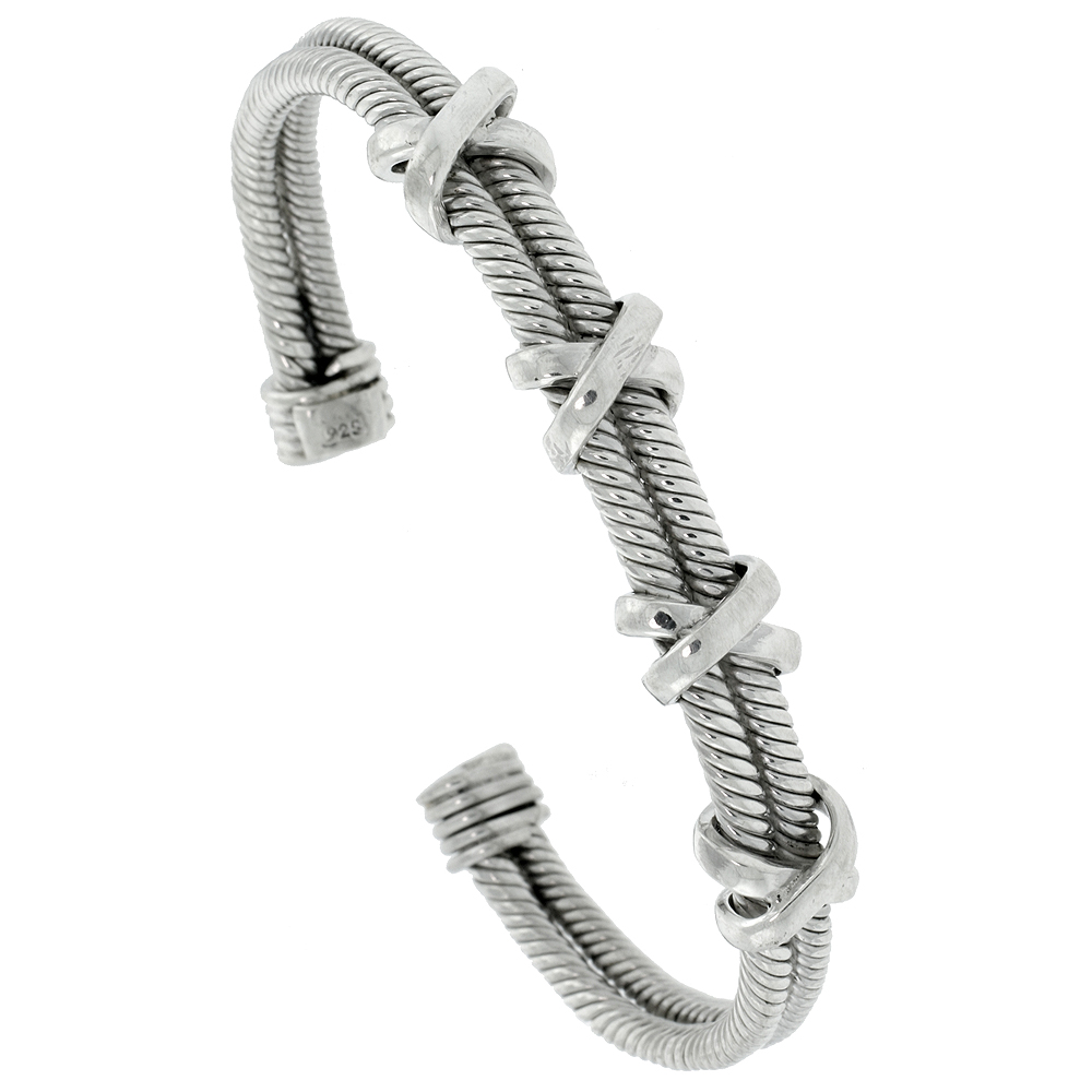 Sabrina Silver Sterling Silver Wire Wrapped Cable Cuff Bangle Kisses Bracelet 5/16 inch wide, at Sears.com