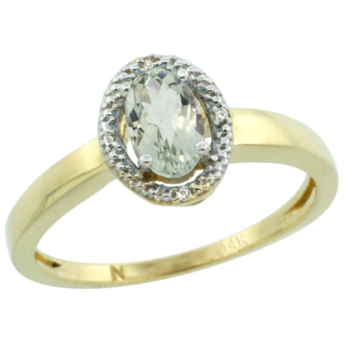 Sabrina Silver 14k Yellow Gold Diamond Halo Green Amethyst Ring 0.75 Carat Oval Shape 6X4 mm, 3/8 inch (9mm) wide, sizes 5-10 at Sears.com