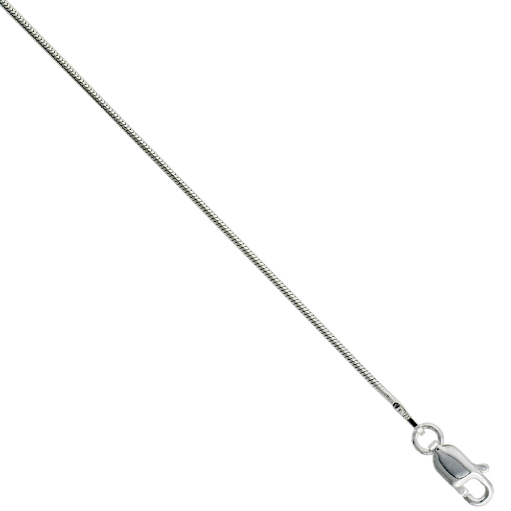 Sterling Silver 1 mm Thin Italian Snake Chain Necklace NICKEL FREE, 16 in.