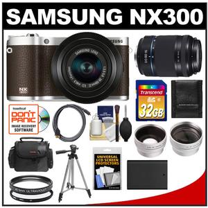 Samsung NX300 Smart Wi-Fi Camera + 20-50 Lens (Brown) + 50-200 Lens + 32GB + Case + Battery + Tripod + HDMI Cable + Tele/Wide Lens Kit at Sears.com