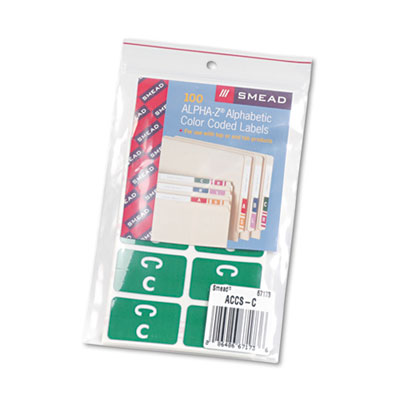 Smead Alpha-Z Color-Coded Second Letter Labels, Letter C, Dark Green, 100/Pack at Sears.com