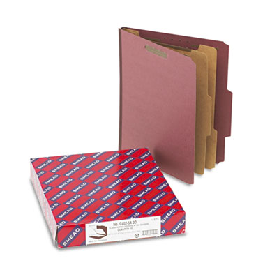 Smead Pressboard Classification Folders, Self Tab, Letter, Six-Section, Red, 10/Box at Sears.com