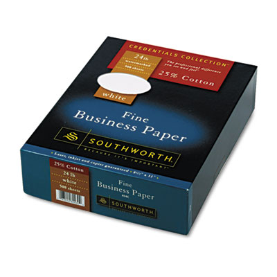Southworth 25% Cotton Business Paper, White, 24 lbs., Wove, 8-1/2 x 11, 500/Box, FSC at Sears.com