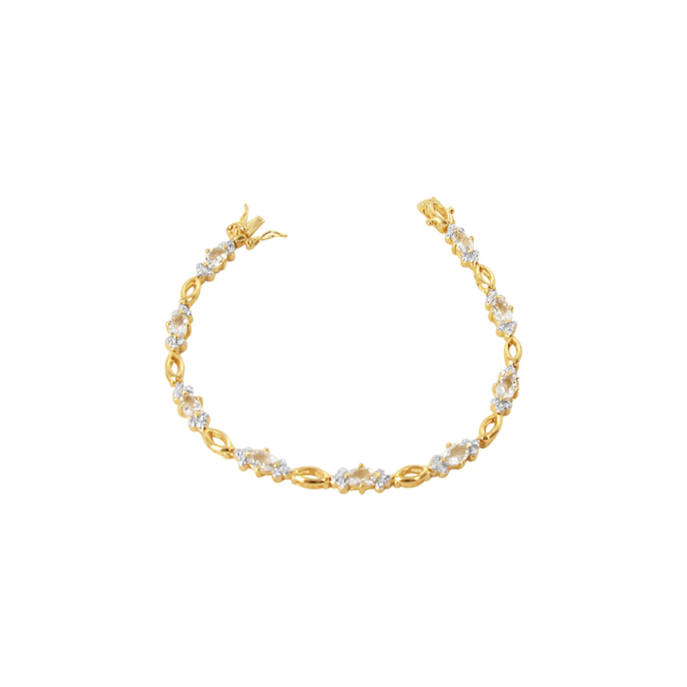 Gem Avenue VMBR085 Gold over Sterling Silver Two Tone Oval Cut  CZ Vermeil Link Bracelet at Sears.com