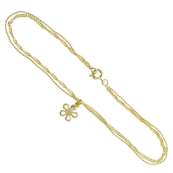 Gem Avenue HOAG021 18K Gold Layered Multi Strand Chian &10mm Flower with Clear CZ 10"Anklet at Sears.com