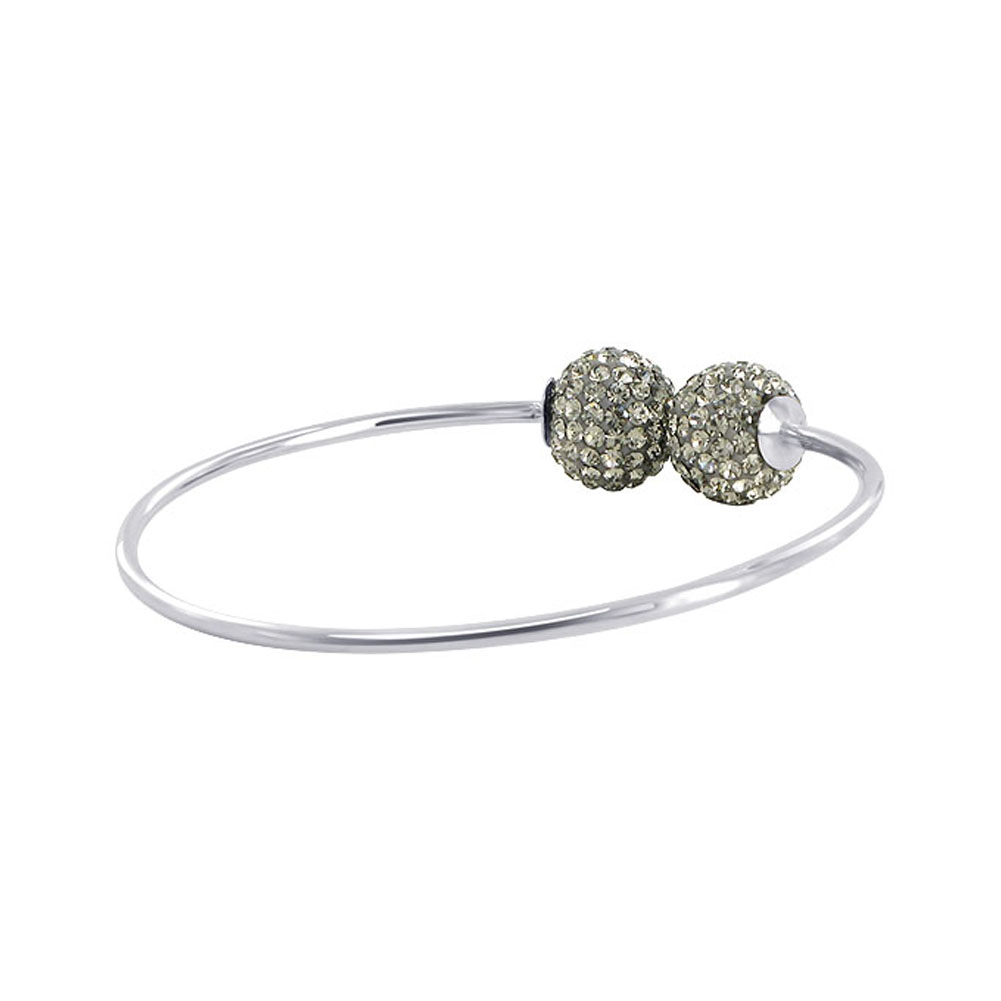 Gem Avenue AFBS023 Sterling Silver 12mm Round Sparkling Black Diamond Crystal Cuff Bracelet at Sears.com