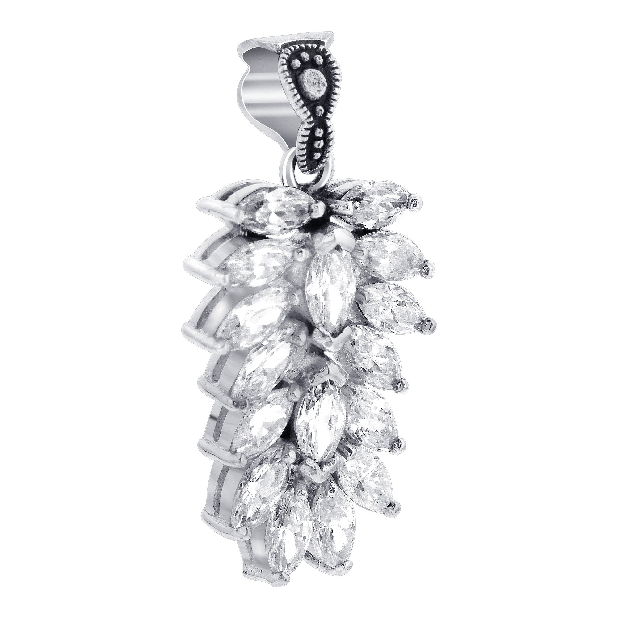 Gem Avenue TDPMZ-1120-C Nickel Free Sterling Silver Marcasite Clear CZ Marquise Cut Pendant at Sears.com