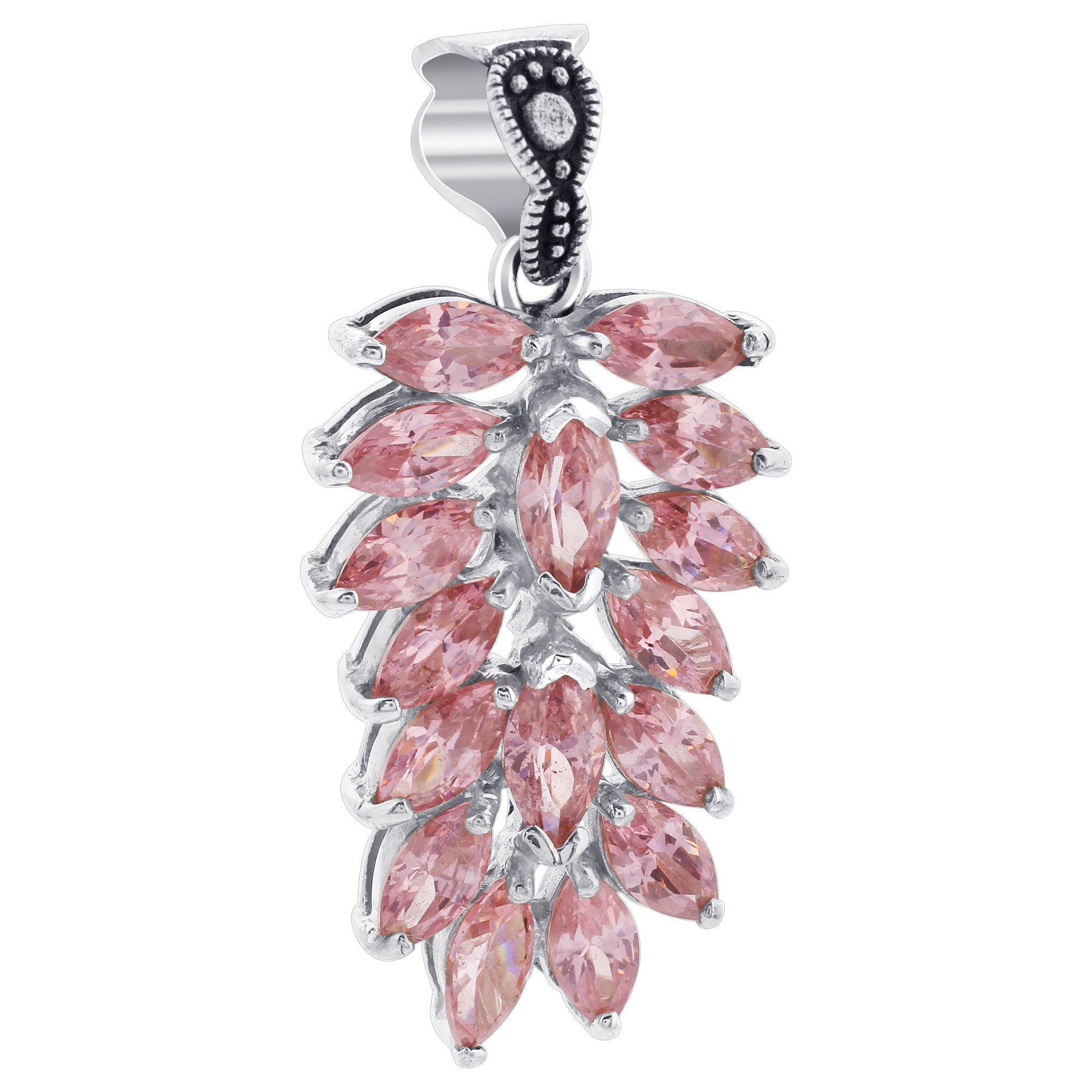 Gem Avenue TDPMZ-1120-P Nickel Free Sterling Silver Marcasite Pink CZ Marquise Cut Pendant at Sears.com
