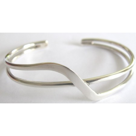 Fashion Jewelry For Everyone Collections Sterling Silver Twisted Curved Waves Comfortable Silver Cuff Bracelet at Sears.com